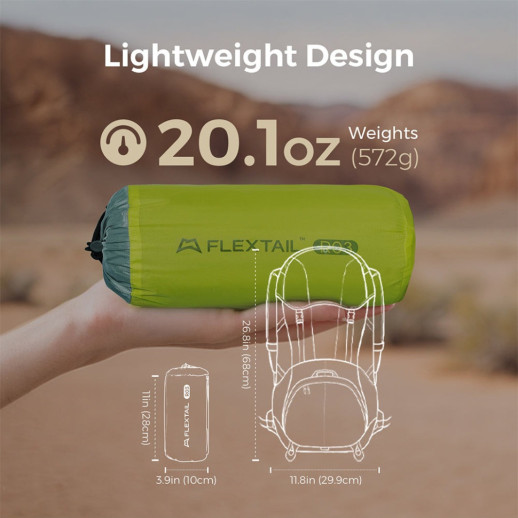 Коврик самонадувающийся Flextail Tiny Slleeping Pad R03 AVS, зеленый