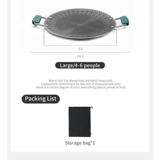 Сковорода из нержавеющей стали с силиконовыми ручками Naturehike CNK2550CF011, 34 х 34 см