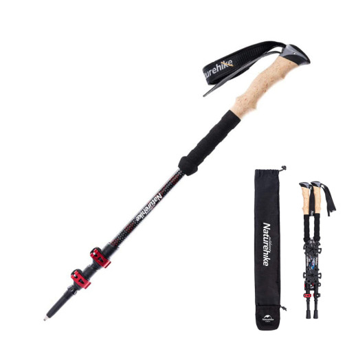 Трекинговые палки Naturehike NH20DS003, 135 см, черный/красный, 2 шт.
