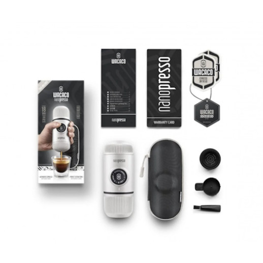 Портативная эспрессо-кофеварка Wacaco Nanopresso белая с чехлом