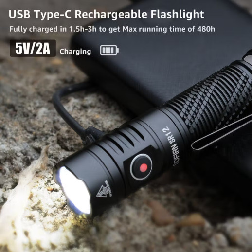 Фонарь Sofirn SR12 ручной 1450 лм с быстрой зарядкой USB-C