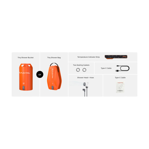 Контейнер для воды с насосом и душевой лейкой Flextail Tiny Shower Bag, 20л, оранжевый