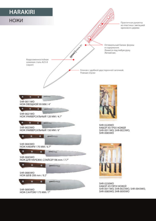 Нож кухонный Samura Harakiri универсальный, 120 мм, SHR-0021WO
