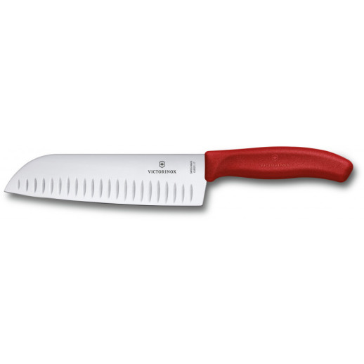 Нож кухонный Victorinox SwissClassic Santoku 17 см в блистере красный
