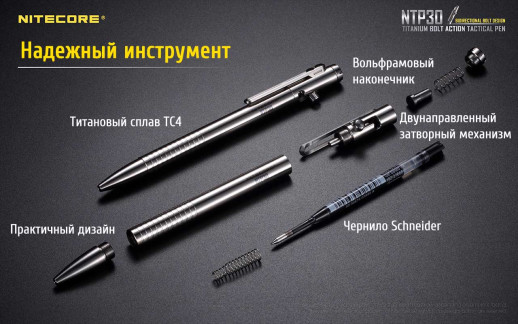 Тактическая ручка Nitecore NTP30, титановый сплав