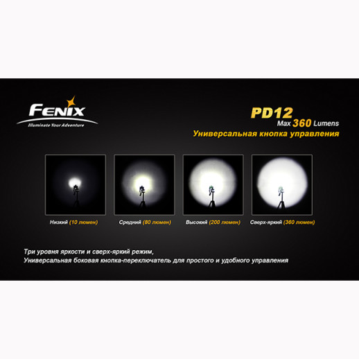 Карманный фонарь Fenix PD12, серый, XM-L2 (T6), 360 люмен