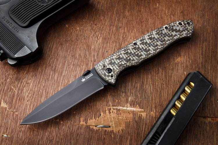 Нож Kizlyar Supreme Vega (микарта) черный, сталь 440C