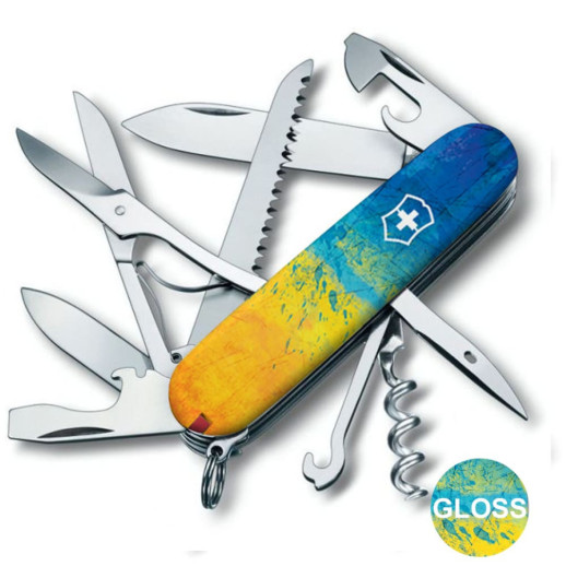 Складной нож Victorinox HUNTSMAN UKRAINE Желто-синий рисунок