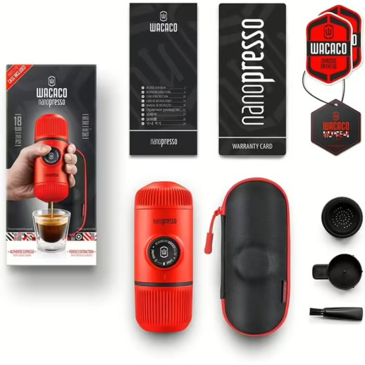 Портативная эспрессо-кофеварка Wacaco Nanopresso красная с чехлом