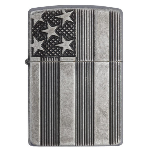 Зажигалка Zippo 28973 U.S. Flag Armor Antq Slvr Plate 28974