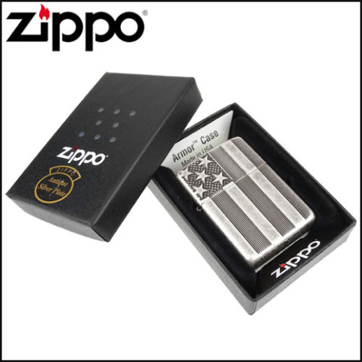 Зажигалка Zippo 28973 U.S. Flag Armor Antq Slvr Plate 28974