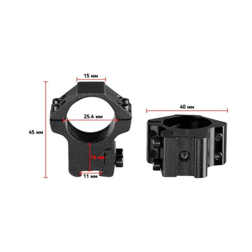 Кольца Discovery Scope Mount Rings Low Profile For Dovetail 1inch(25,4) (180206)