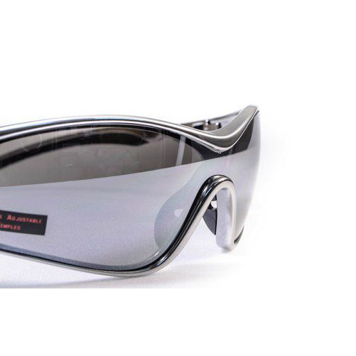 Очки Global Vision Home Run full silver (silver mirror) зеркальные черные в серебристой оправе