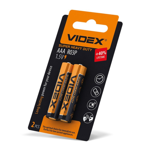 Батарейки солевые Videx R03P/AAA, 2шт упак