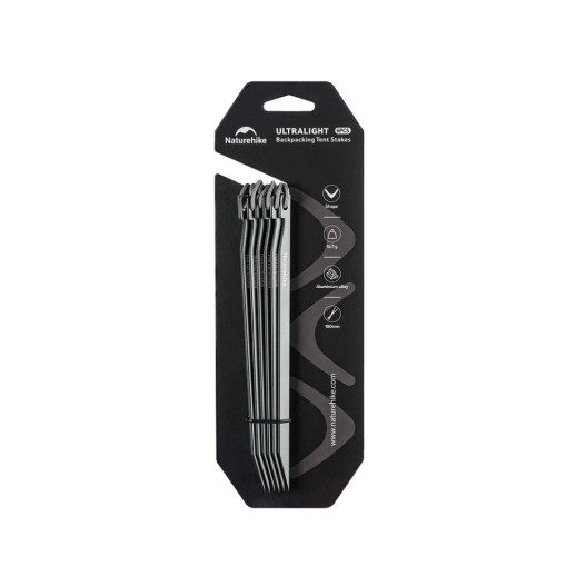 Колышки туристические облегченные Naturehike CNK2650PJ014, V-образные, 18 см, 6 шт, серый