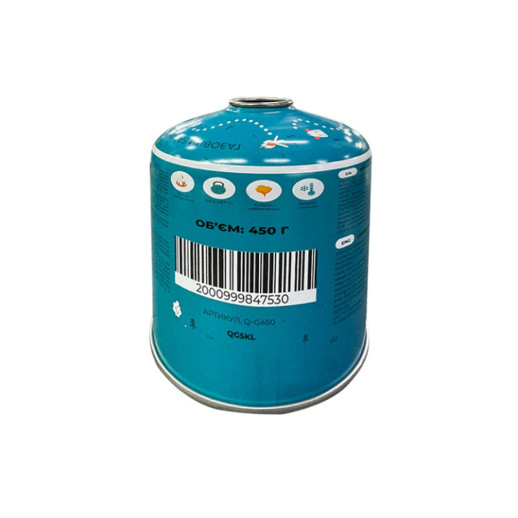 Набор Газовая горелка титановая BRS-3000T + Газовый баллон резьбовой бутановый Quest, 450гр