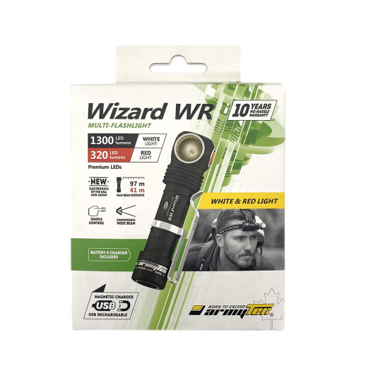 Налобный фонарь Armytek Wizard WR Magnet USB + 18650 White & Red холодный