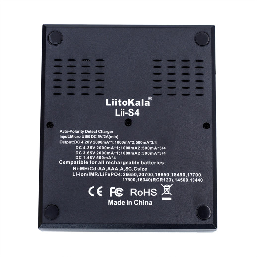 Зарядное устройство Liitokala Lii-S4, 4 канала, Ni-Mh/Li-ion/LiFePo4, USB