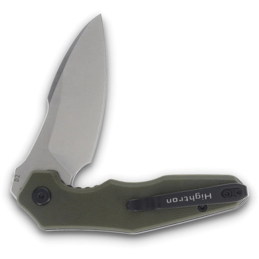 Нож Hightron Mini Ventura, D2, G10, зеленый, стальной stonewash клинок