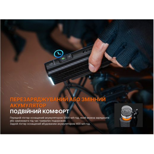 Комплект велофар (передняя+задняя) Fenix BC28R