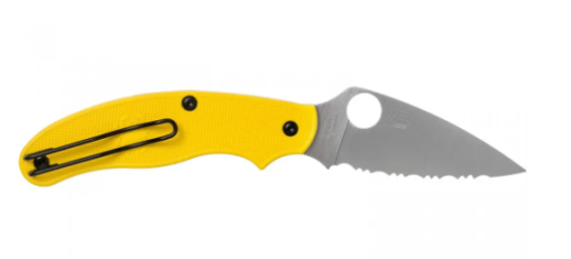 Нож Spyderco Salt UK Penknife, LC200N, полусеррейтор - желтый
