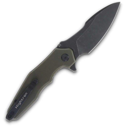 Нож Hightron Mini Ventura, D2, G10, зеленый, черный stonewash клинок