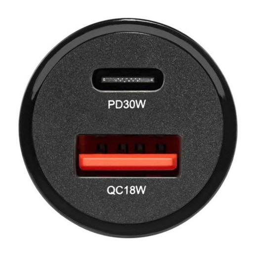 Автомобильное зарядное устройство Brevia ePower DualCharge 30W 1xUSB-C+1xUSB-A, black