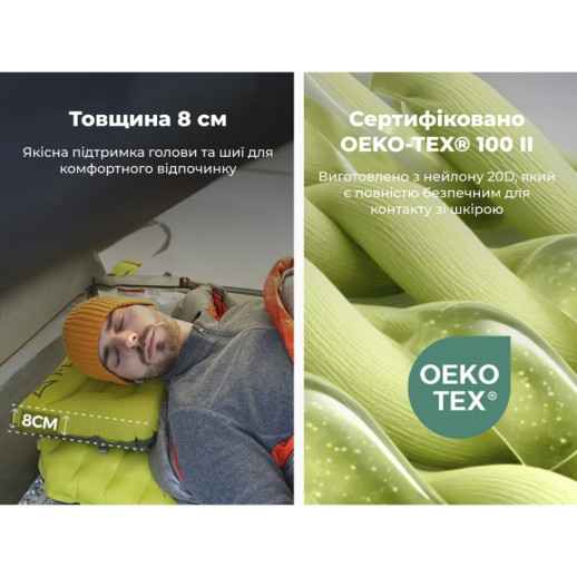 Надувная подушка Flextail Tiny Pillow, зеленый