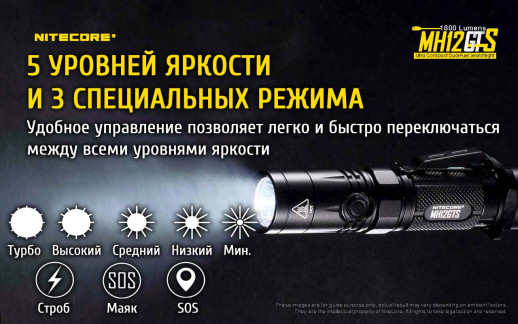 Универсальный тактический фонарь Nitecore MH12GTS