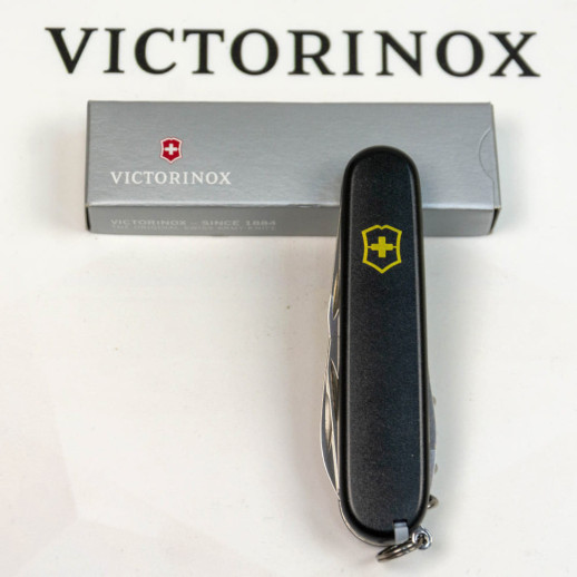 Складной нож Victorinox SPARTAN MAT черный матовый лак с желтым лого