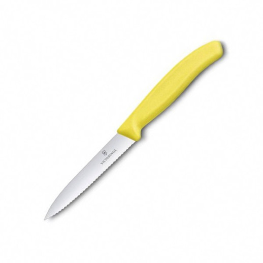 Нож кухонный Victorinox SwissClassic Paring 10 см (серрейтор) желтый