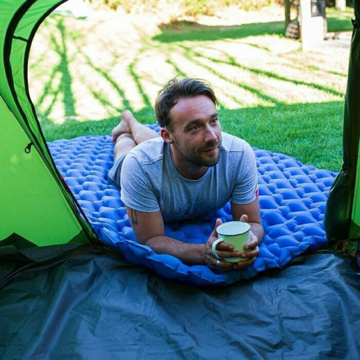Коврик надувной двухместный с надувным мешком Naturehike FC-11 NH19Z055-P, 65мм, голубой (открытая/поврежденная упаковка)