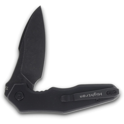 Нож Hightron Mini Ventura, D2, G10, черный, черный stonewash клинок