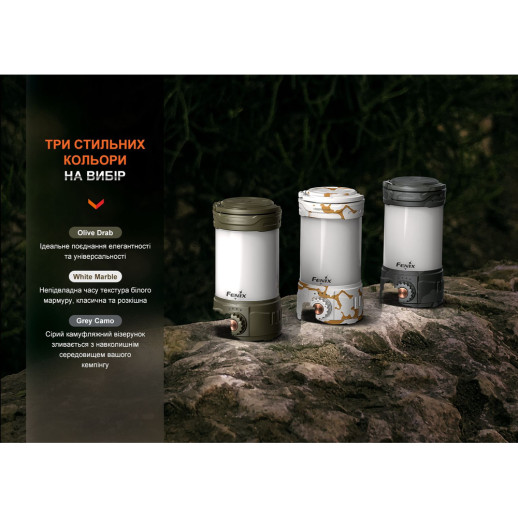 Фонарь кемпинговый Fenix CL26R Pro, серый камуфляж