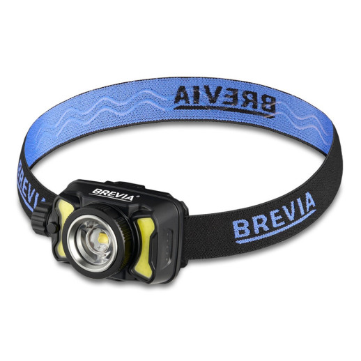 Фонарь налобный BREVIA 600Lm, 3W CREE XPG+COB, 1200mAh/3xAAA, Zoom, White/Red (14500ERBX1)