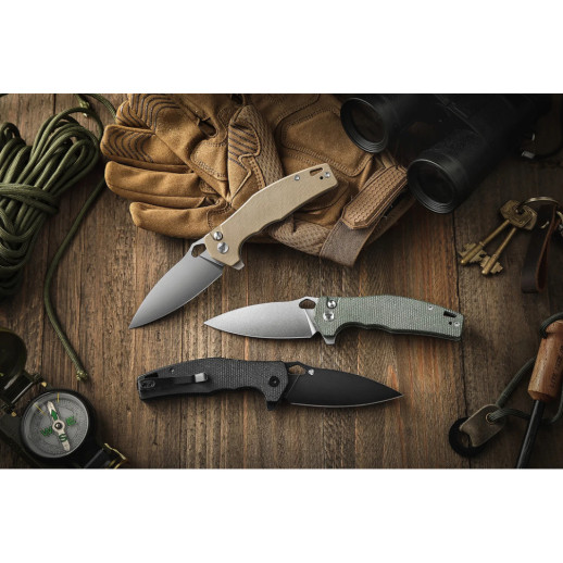 Нож Trivisa Corvus-04G, 14C28N, Микарта, Зеленый (TY20-GM-14)