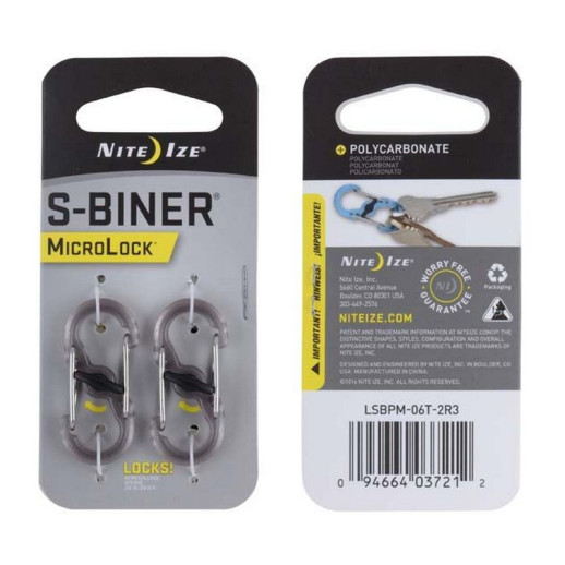 Набор карабинов Nite Ize S-Biner с фиксатором MicroLock 2 шт. Smoke (LSBPM-06T-2R3)