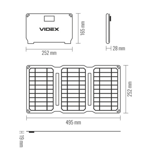 Портативное зарядное устройство солнечная панель VIDEX VSO-F515UU 15W