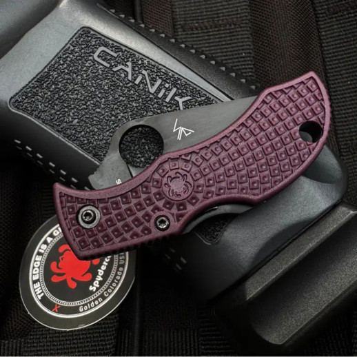 Нож Spyderco Manbug Black Blade, Micro-Melt PD#1, FRN burgundy