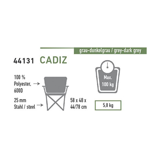 Складной стул High Peak Cadiz (Gray/Dark gray)