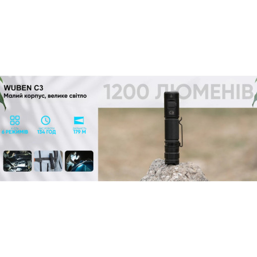 Фонарь Wuben C3, черный