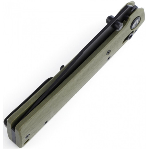 Нож Hightron Pathwright,14C28N, G10, зеленый, черный клинок