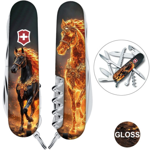 Складной нож Victorinox HUNTSMAN ZODIAC Золотой конь 1.3713.Z5220pk