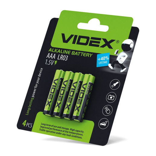 Батарейки щелочные Videx LR03/AAA 4шт упак (LR03/AAA 4pcs BC)