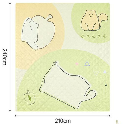 Коврик для пикника водостойкий Naturehike CNK2350WS010, 210x240 см, светло-салатовый с принтом