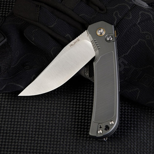 Нож складной туристический Ruike P192-AK, (9.1 см) 14C28N / алюминиевый сплав 6063, серый