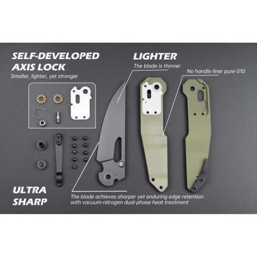 Нож Hightron Sharplyn,14C28N, G10, зеленый, черный клинок