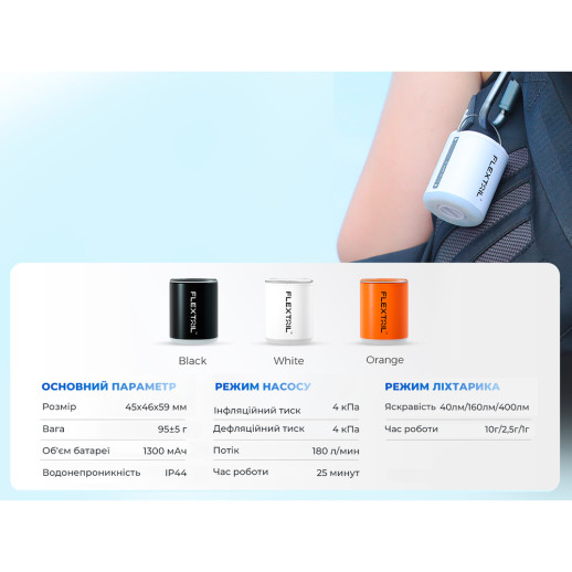 Насос-фонарь кемпинговый Flextail Tiny Pump 2X, оранжевый