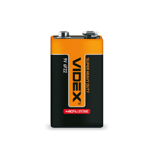 Батарейки солевые Videx 6F22/9V (Крона) SHRINK 1шт