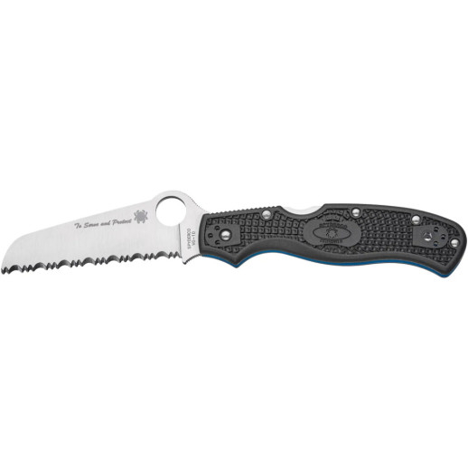 Нож Spyderco Rescue 3, Thin Blue Line, серрейтор black